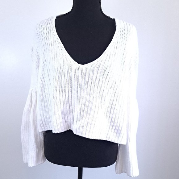 Free People Sweaters - Free People Damsel Bell Sleeve Knit Crop Sweater